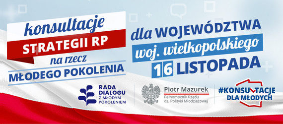 plakat informacyjny konsultacji strategii RP na rzecz młodego pokolenia