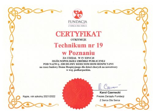 Certyfikat ze zbiórki