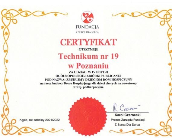 Certyfikat ze zbiórki