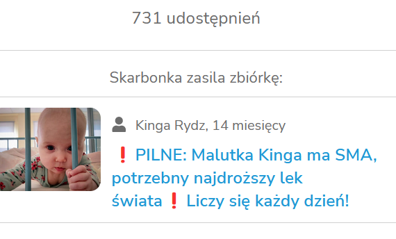 Screenshot ze strony z pomocą charytatywną